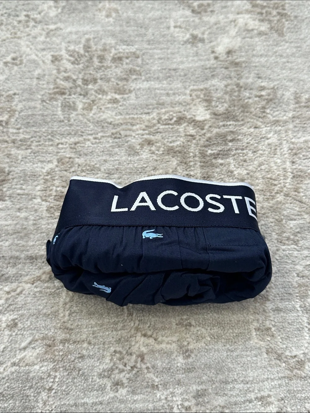 Lacoste Men's Large  3 pack of 100% Cotton Woven Boxers. Blue Shades. NWT’s.